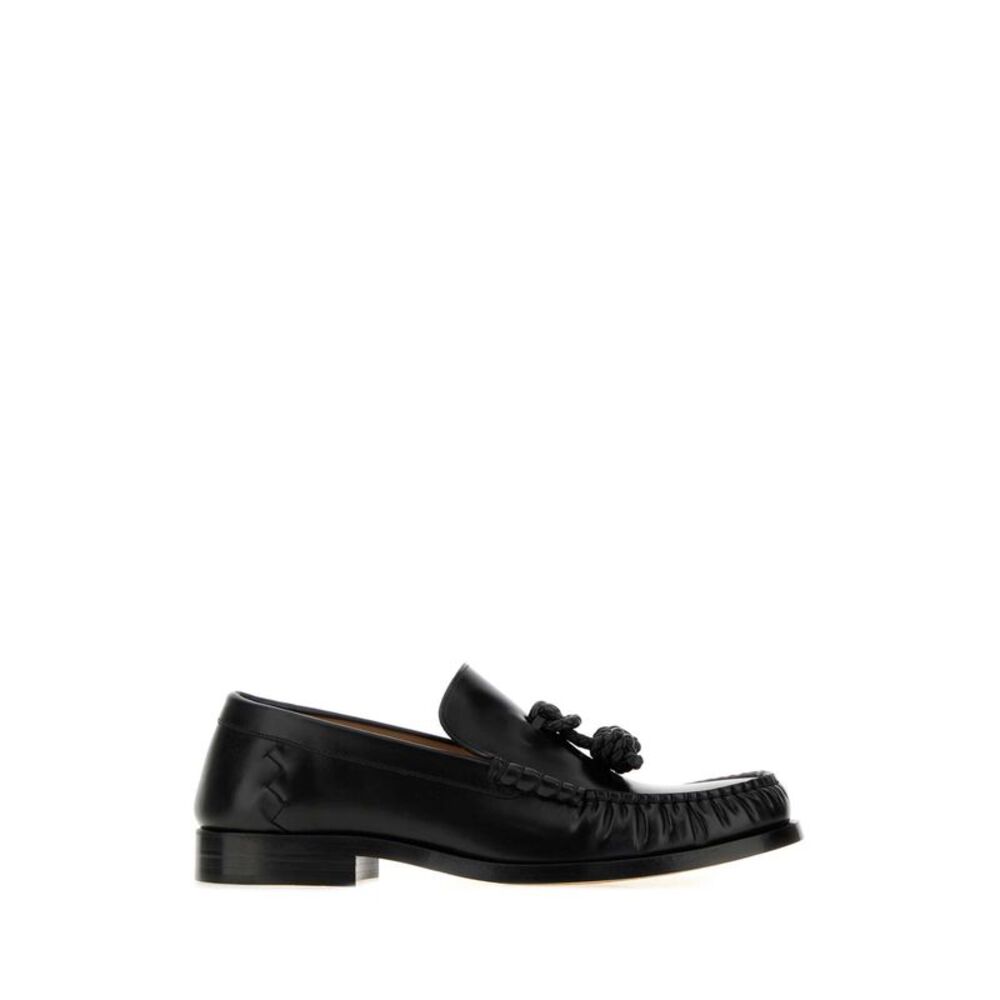 Bottega Veneta Men Black Leather Loafers